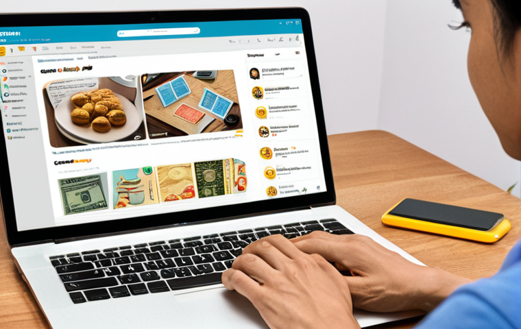 **
A solopreneur happily working on a laptop with the Mailchimp interface displayed. The scene shows a bright and organized workspace with visually appealing email templates on the screen. Focus on conveying efficiency and ease of use. Include Vietnamese currency (VND) in a subtle way, perhaps on a notepad or calculator.
**