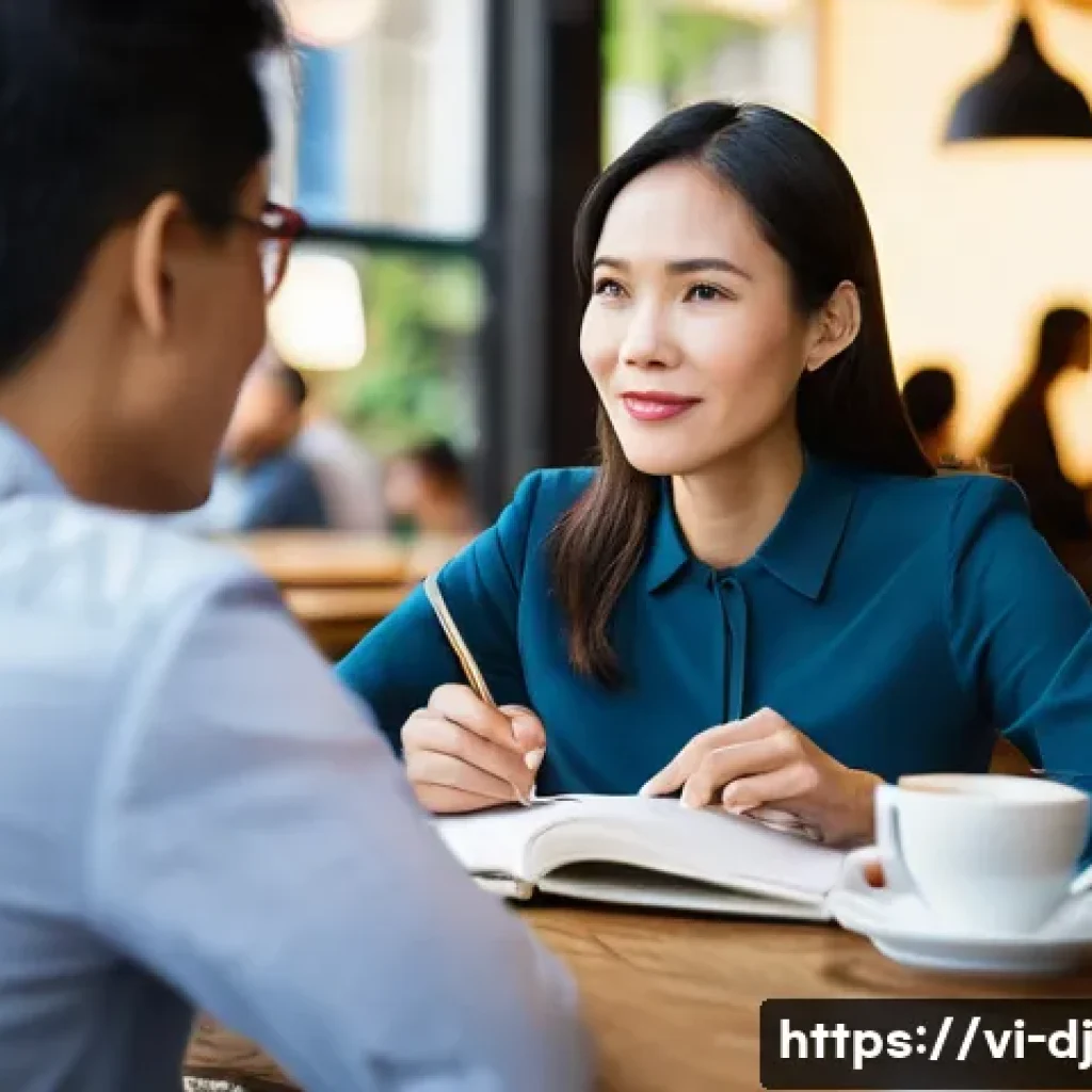 솔로프레너 네트워크에서의 시장 동향 분석 - **Prompt:** A dynamic, eye-level shot capturing a modern Vietnamese female solopreneur, approximatel...
