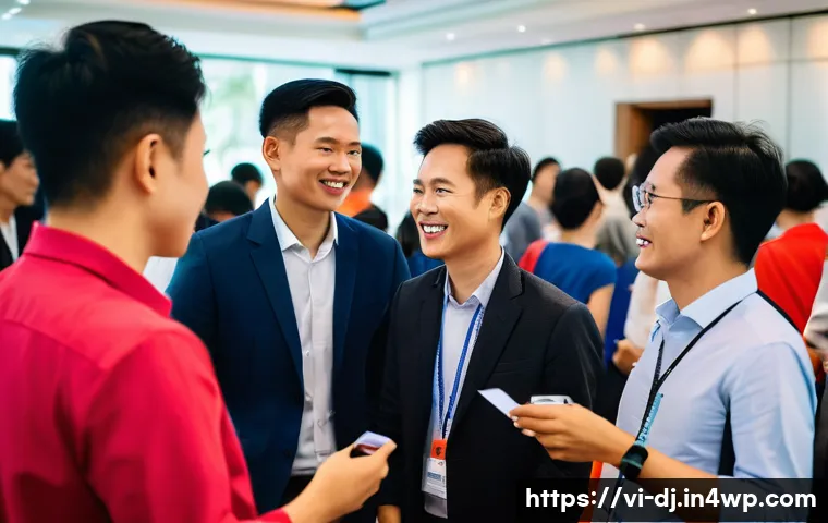 솔로프레너의 네트워크 확장을 위한 기법 - A professional networking event in Ho Chi Minh City, Vietnam, showing diverse Vietnamese businesspeo...