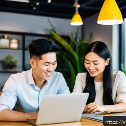 Home 17 솔로프레너 네트워크의 지속 가능성 위해 고려해야 할 사항 - A diverse group of Vietnamese solopreneurs collaborating in a modern coworking space, sharing ideas ...
